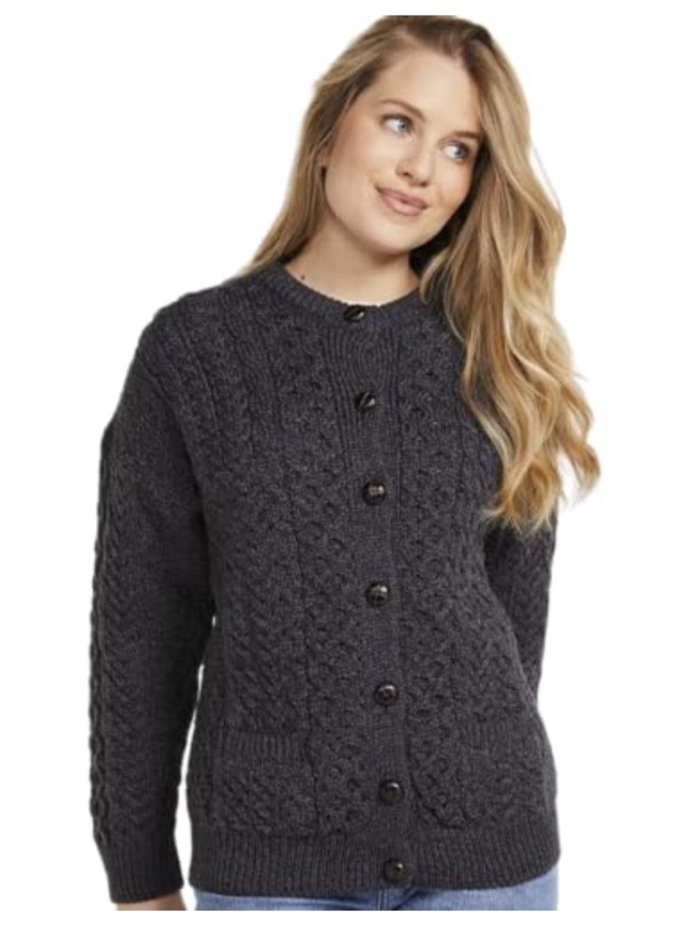 Merino Wool Button Cardigan Sweater with Pockets